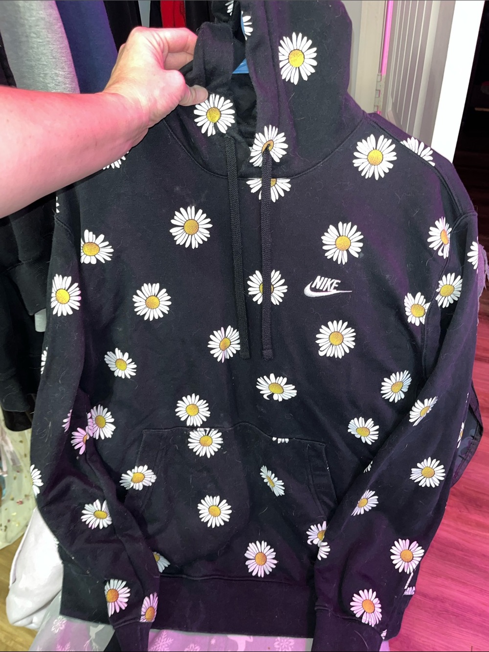 Nike Black Daisy Print Hoodie Sweatshirt